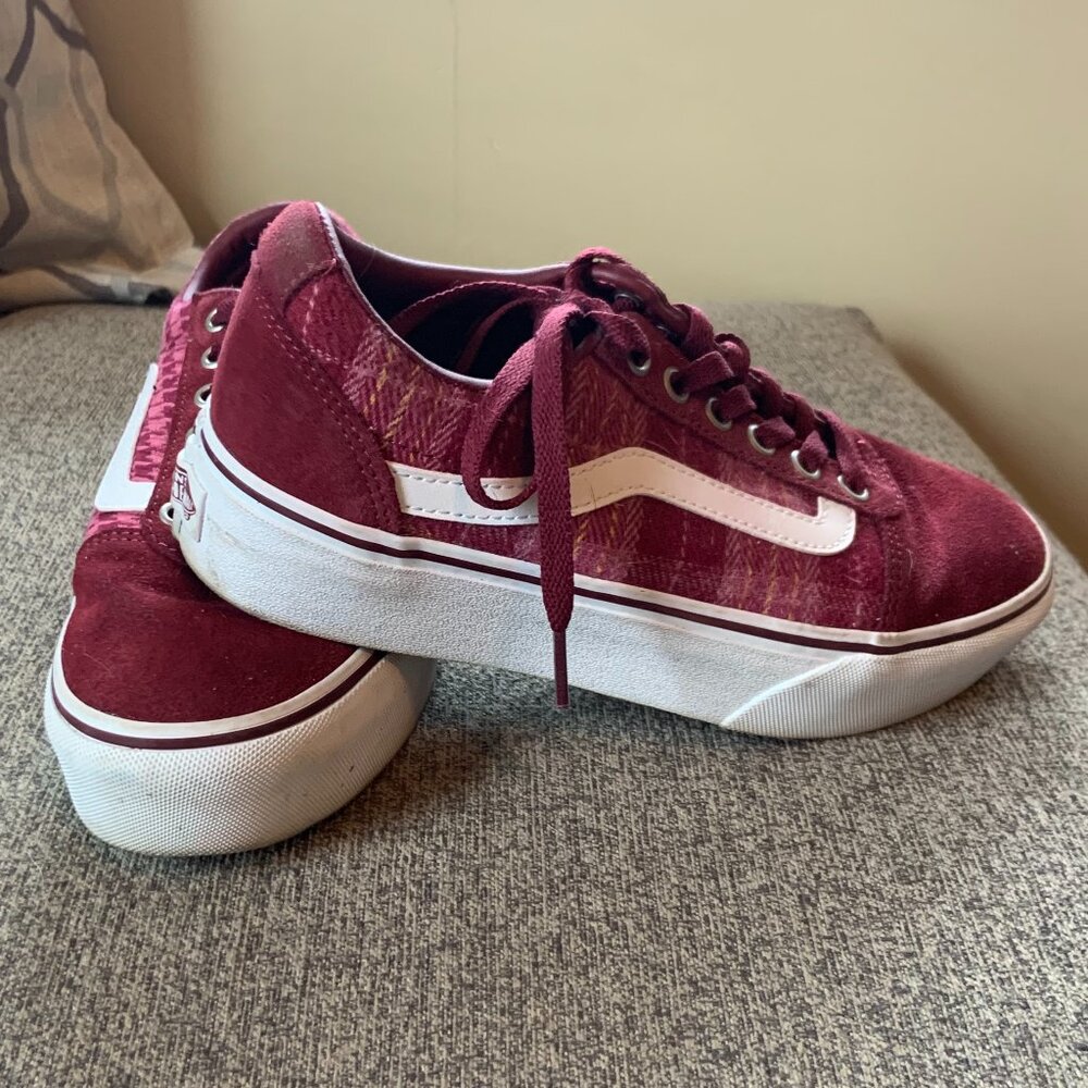 Vans Burgundy White Low-Top Sneakers
